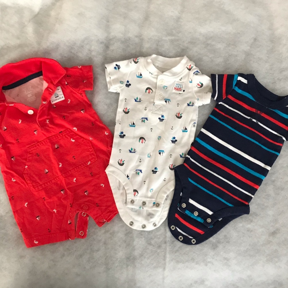 Set of 3 Nautical outfit and onesies! Size 0-3